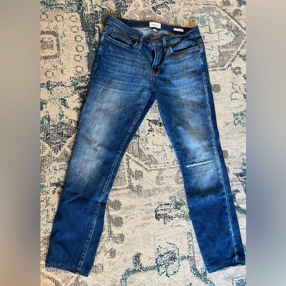 Frame Denim Men's Distressed Blue Skinny Jeans - Picture 1 of 3